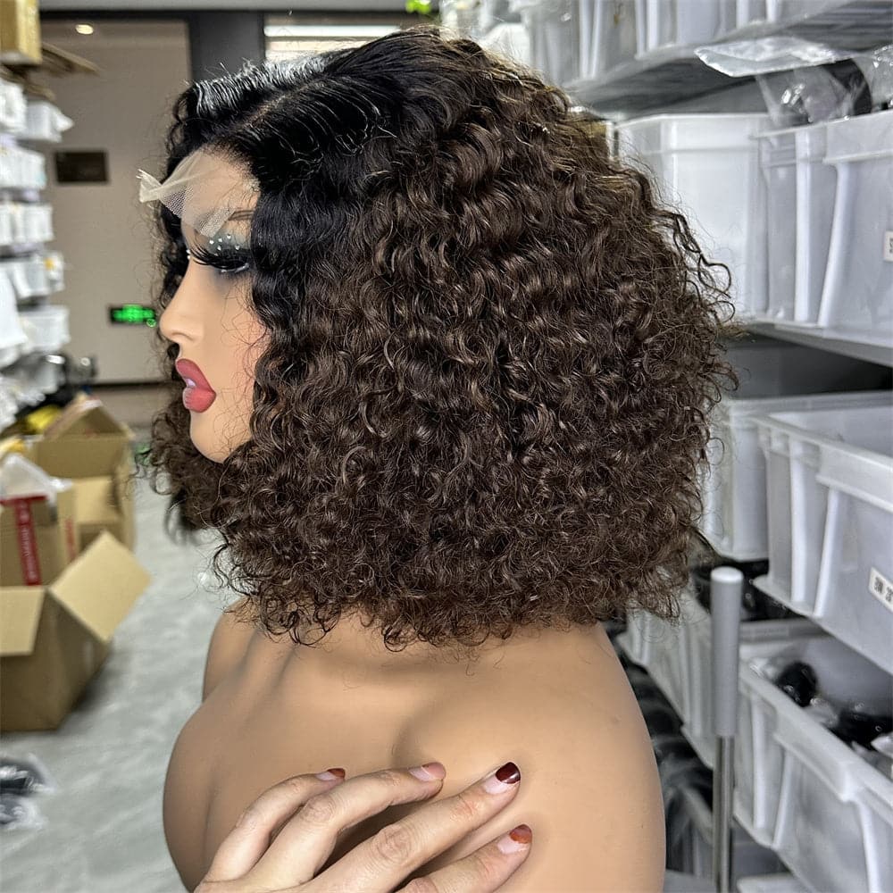 Ombre Brown Color Side Part 4X4 Lace Closure Bob Wig Ready To Ship - Goodluck Hair