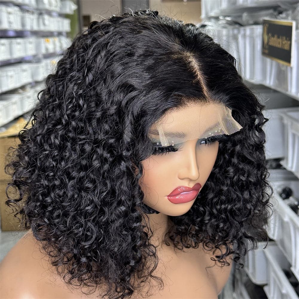 Ready To Ship Deep Curly Style 4X4 Lace Closure Bob Wig Highlight Color - Goodluck Hair