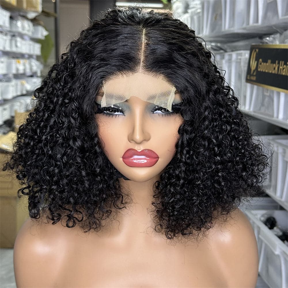 Pixie Curly Style Double Drawn Human Hair 4X4 Lace Closure Bob Wig - Goodluck Hair