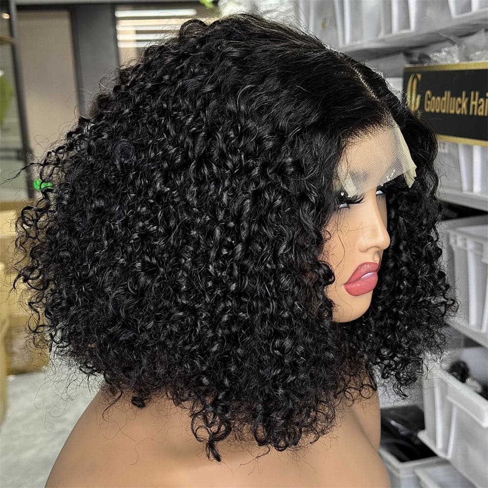 Pixie Curly Style Double Drawn Human Hair 4X4 Lace Closure Bob Wig - Goodluck Hair