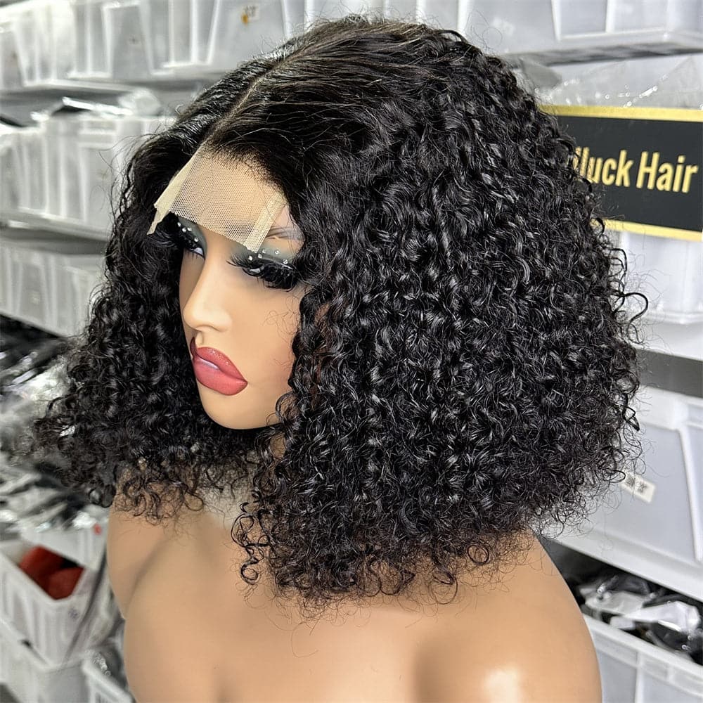 Pixie Curly Style Double Drawn Human Hair 4X4 Lace Closure Bob Wig - Goodluck Hair