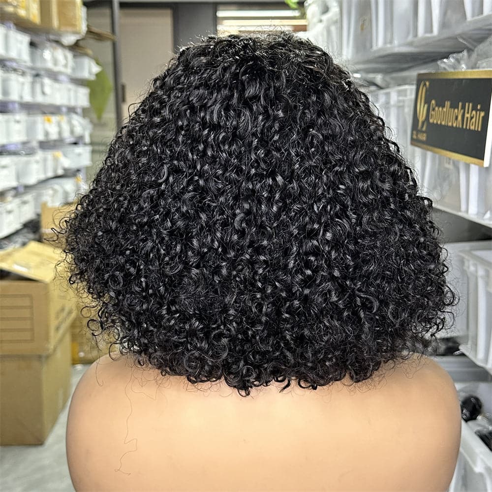 Pixie Curly Style Double Drawn Human Hair 4X4 Lace Closure Bob Wig - Goodluck Hair