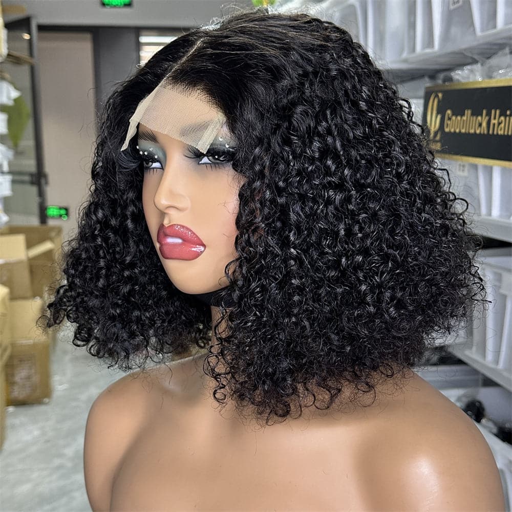 Pixie Curly Style Double Drawn Human Hair 4X4 Lace Closure Bob Wig - Goodluck Hair