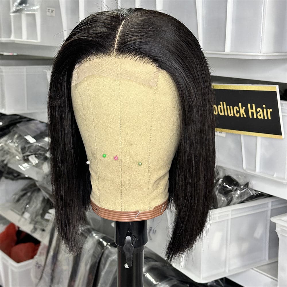 Natural Black Color  10 INCH 4X4 Lace Closure Bob Wig Super Double Drawn - Goodluck Hair