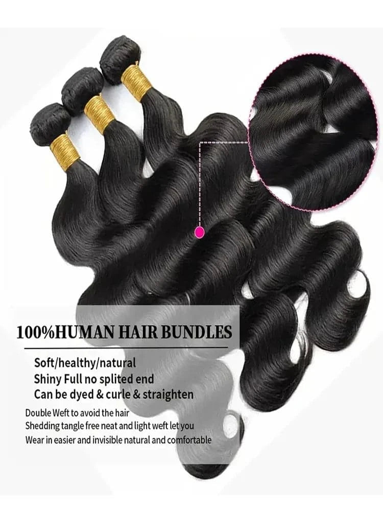 Body Wave Bundles Human Hair Extension Natural Black