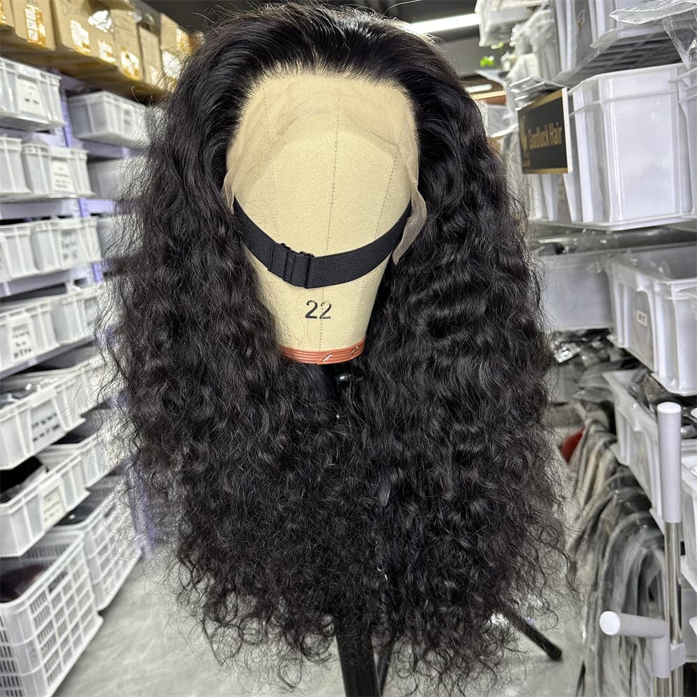 SDD 13x4 transparent full frontal lace wig natural wave natural black color 250% density - Goodluck Hair