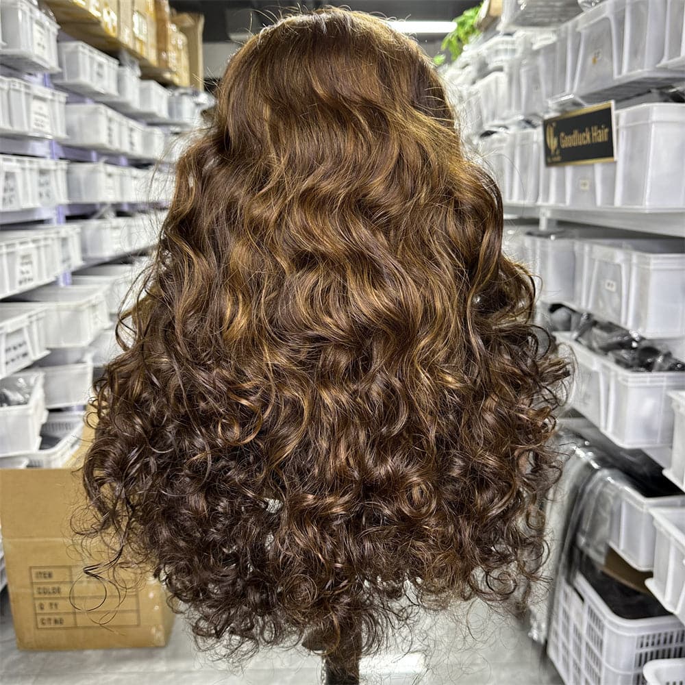 SDD 13x4 transparent full frontal lace wig loose wave highlight color 250% density - Goodluck Hair