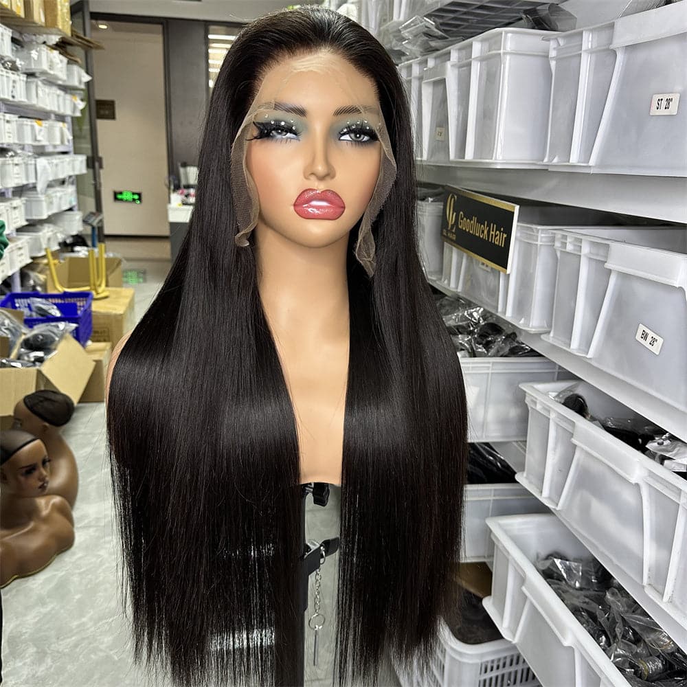 HD Lace Preoplucked Full Frontal 13x4 Wig Unprocessed Human Hair Bone Straight - Goodluck Hair