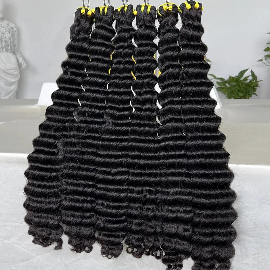 1A Grade Double Drawn Deep Wave 100% Human Hair Bundles for wholesale - Goodluck Hair