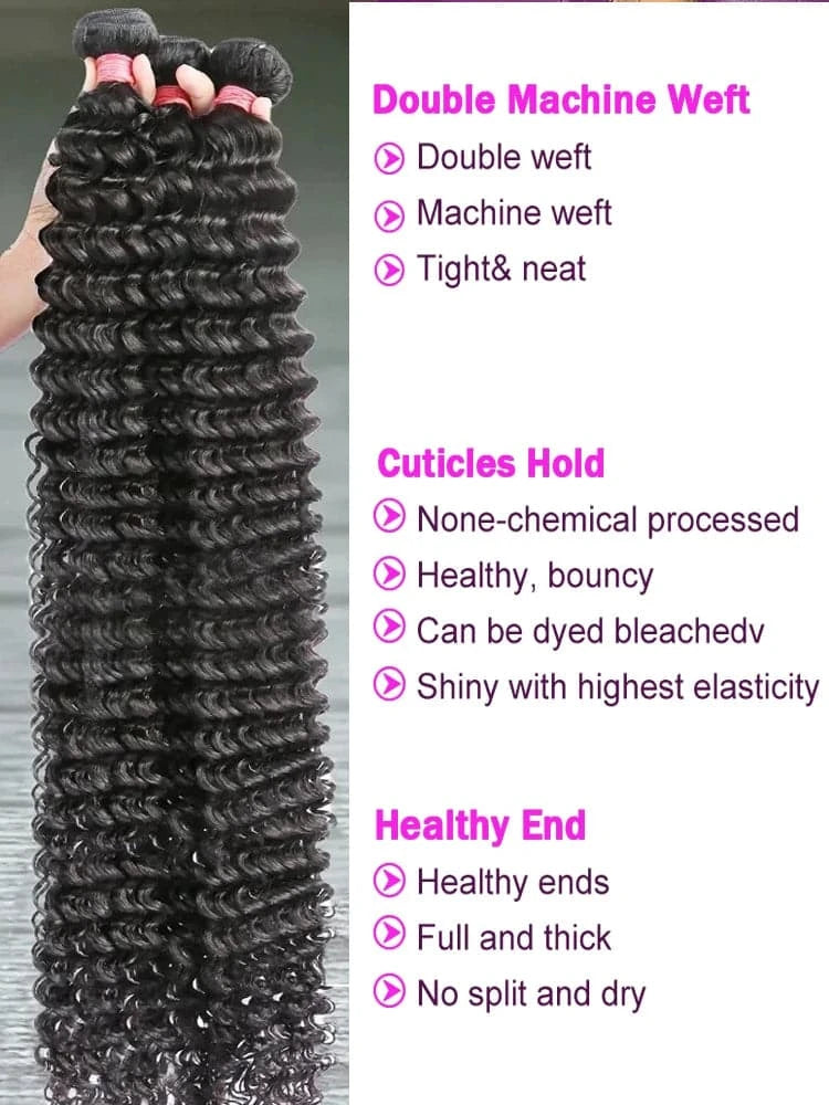 Quality Deep Wave Curly Human Hair Bundles Brazilian Hair