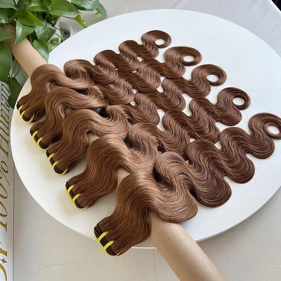 #27 #30 Colored Honey Blonde Human Hair Bundles 10A Grade Body Wave 16-24 Inches 100% Raw Human Hair Extensions Weave For Women - Goodluck Hair