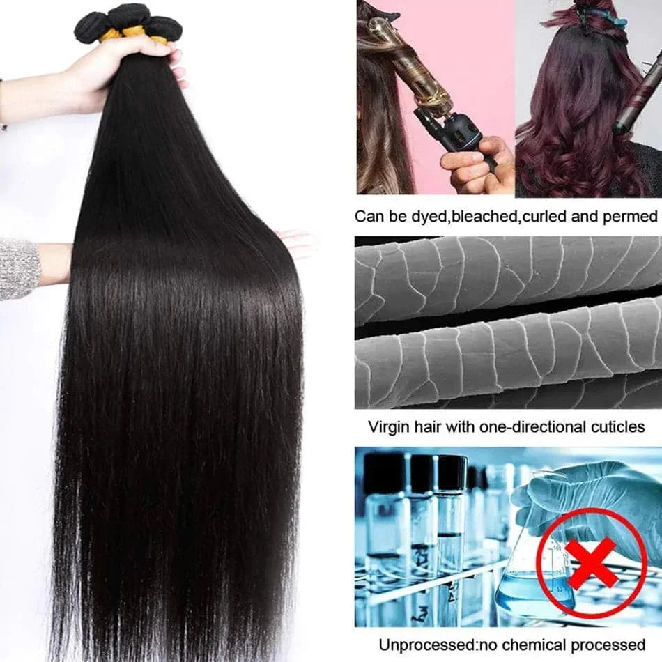 Human Hair Straight Bundles Raw Brazilian Extensions