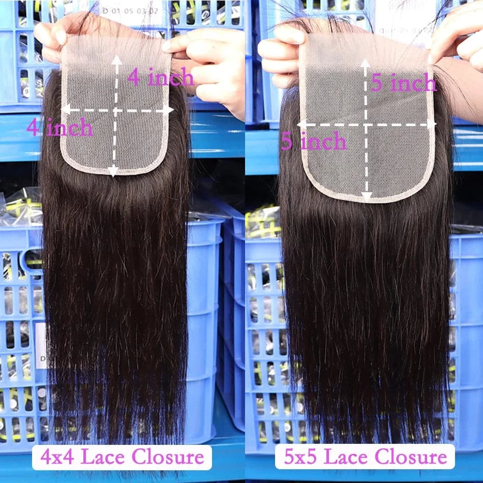 4x4 5x5 Lace Closure Straight Human Hair Transparent Pre-Plucked With Baby Hair Natural Color Melt Skin invisible Lace Closure - Goodluck Hair