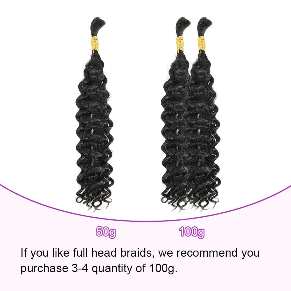 Water Wave Braiding Human Hair For Boho Braids Crochet Micro Knotless Bohemian Box Braids Double Drawn Bulk Hair 1B# - Goodluck Hair