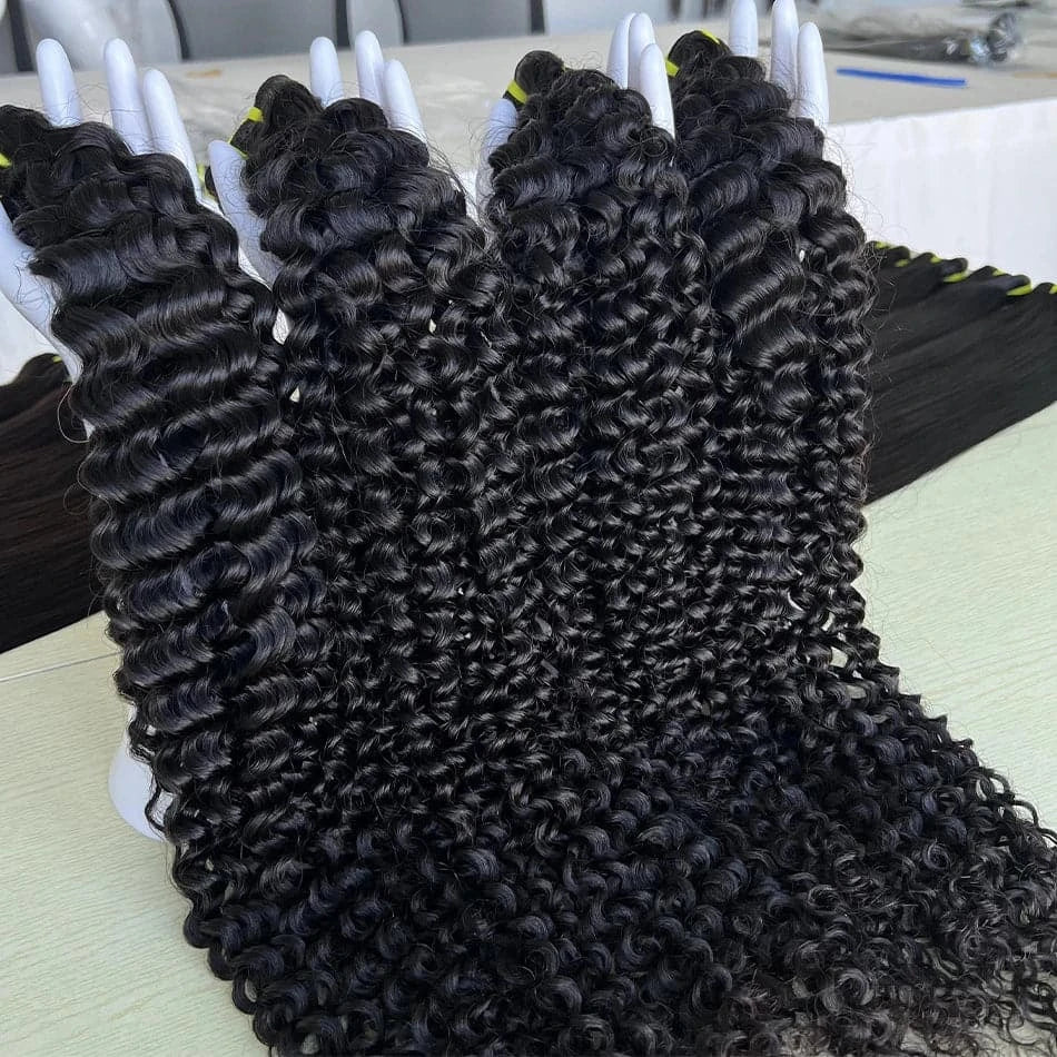 Maki 10A Grade Deep Curly 100% Raw Human Hair Bundles 10-30 inches Bouncy Curly Hair Weave Extensions - Goodluck Hair