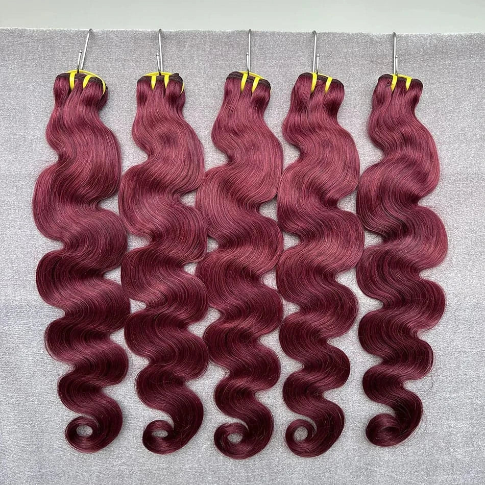 Body Wave 99j Burgundy Human Hair Bundles Red Colored Brazilian 10A 100% Raw Virgin Human Hair Weave Extensions For Women - Goodluck Hair