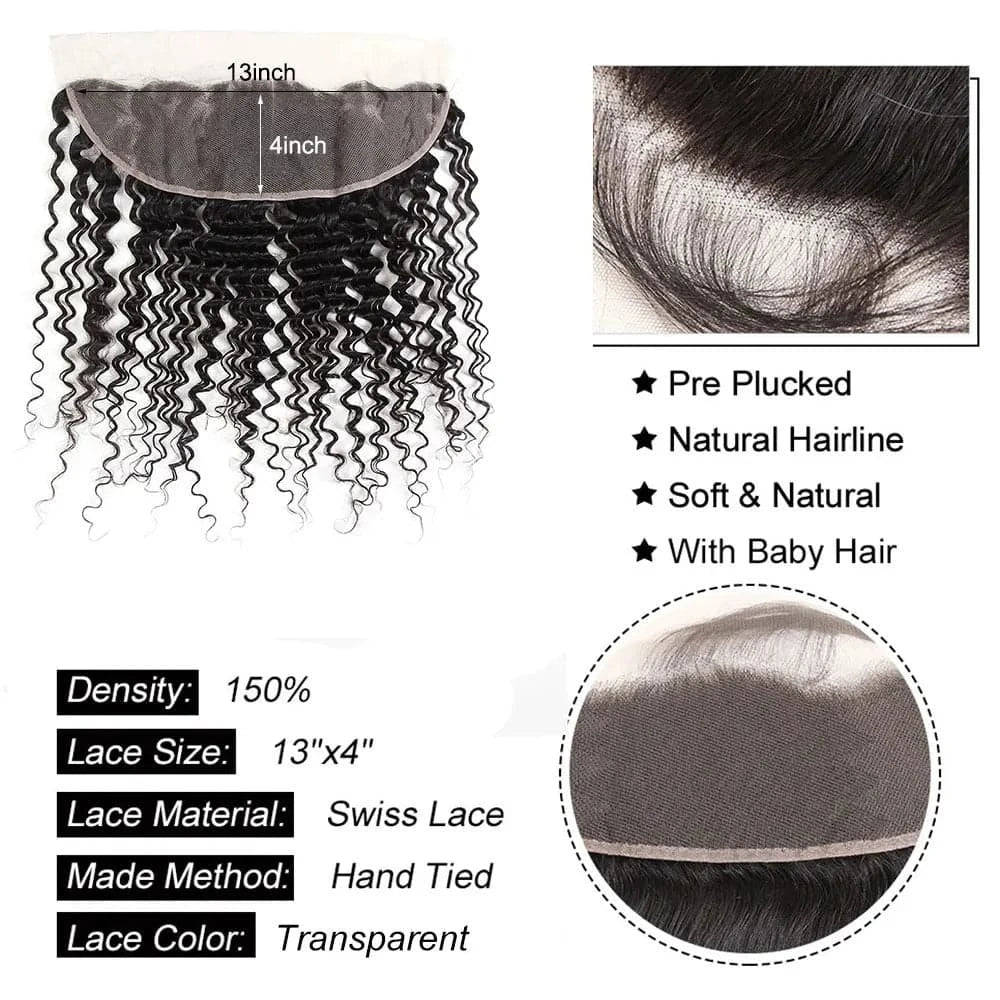 4x4 5x5 6x6 Deep Wave Closure Human Hair Newmi 13x4 13x6 Deep Wave Human Hair Lace Frontal for Women Pre Plucked Natural Color - Goodluck Hair