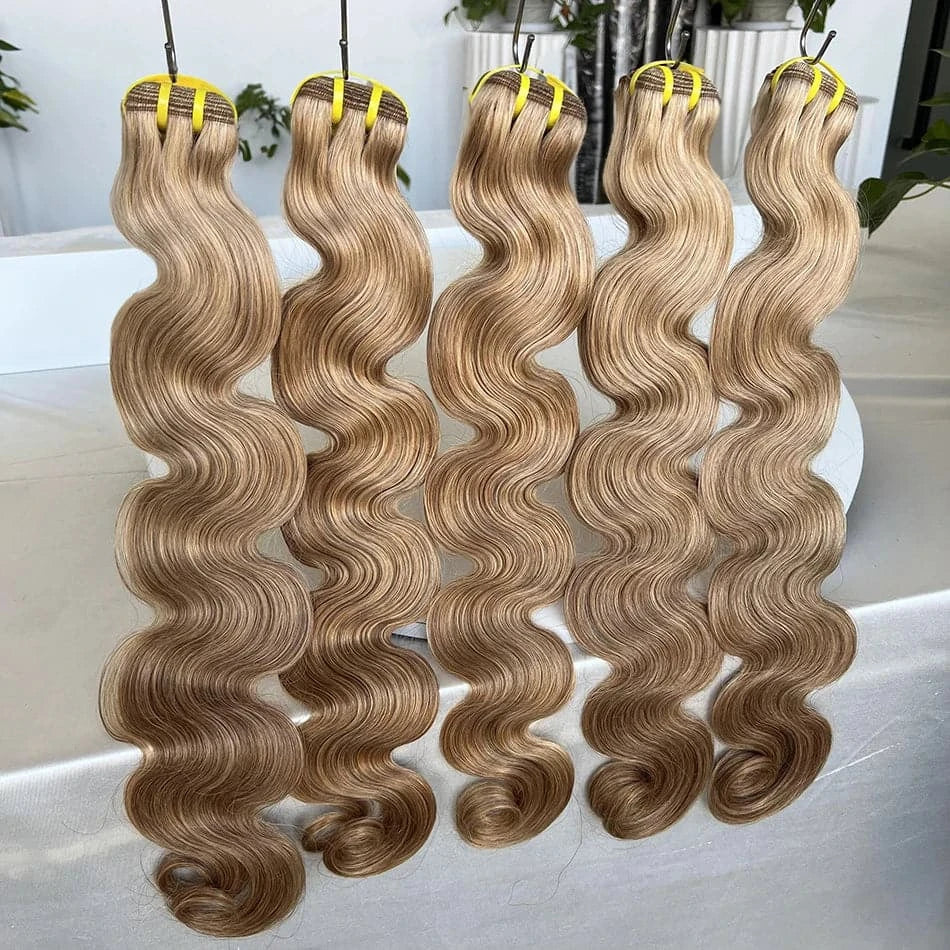 #27 #30 Honey Blonde Colored Body Wave Human Hair Bundles 10A Grade 16-24 Inches 100% Raw Human Hair Extensions Weave For Women - Goodluck Hair