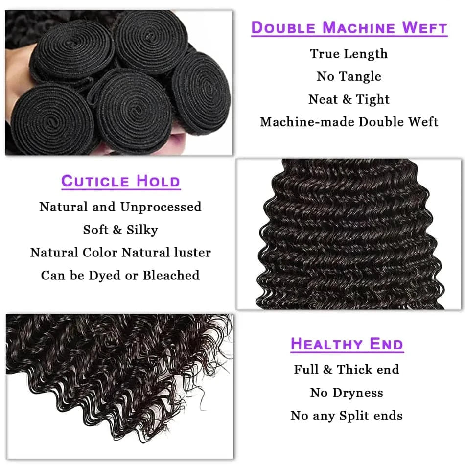 Brazilian virgin Hair Unprocessed Deep Wave Bundle