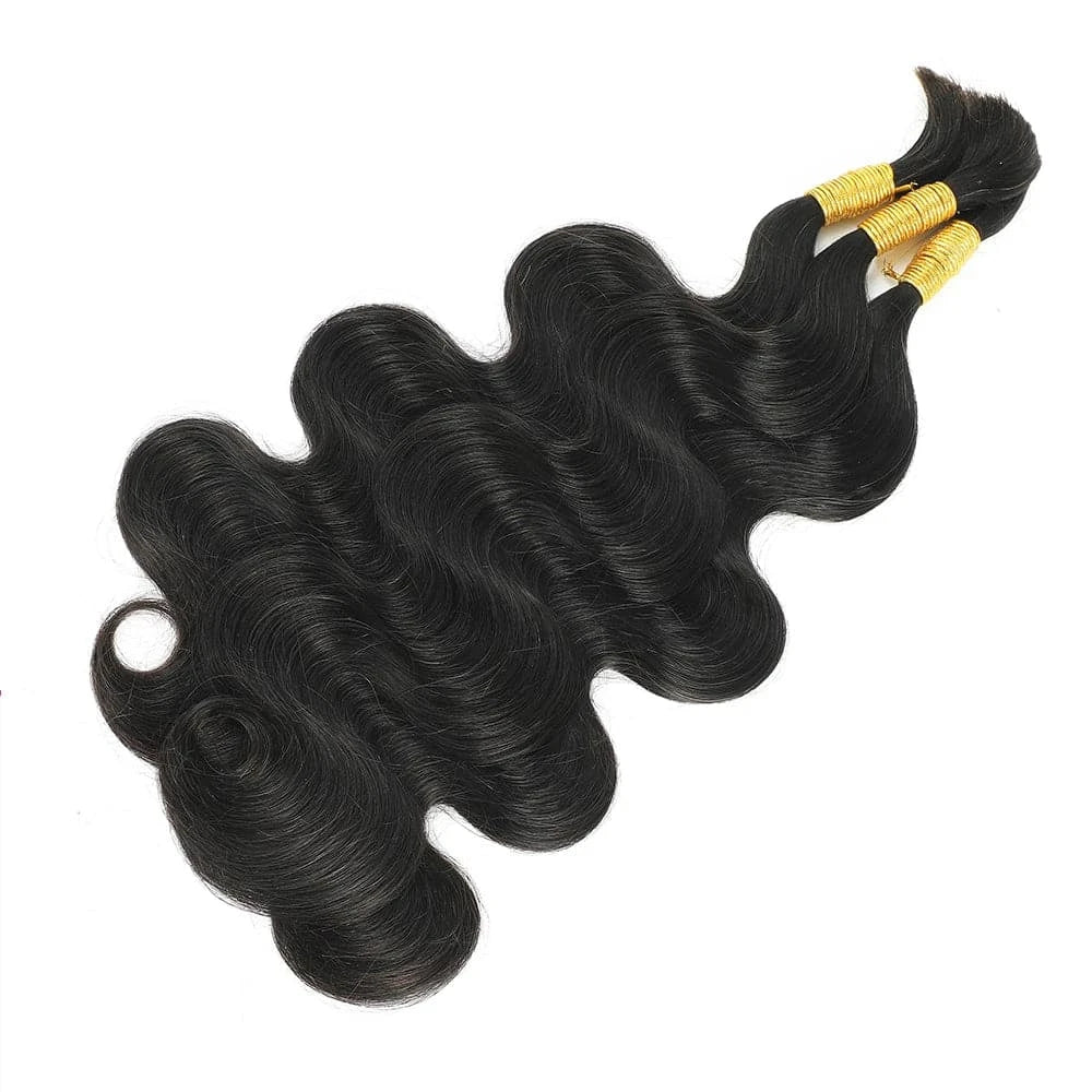 Body Wave Human Braiding Hair For Crochet Micro Knotless Bohemian / Boho Braids Double Drawn No Weft Bulk Hair 1B Color - Goodluck Hair