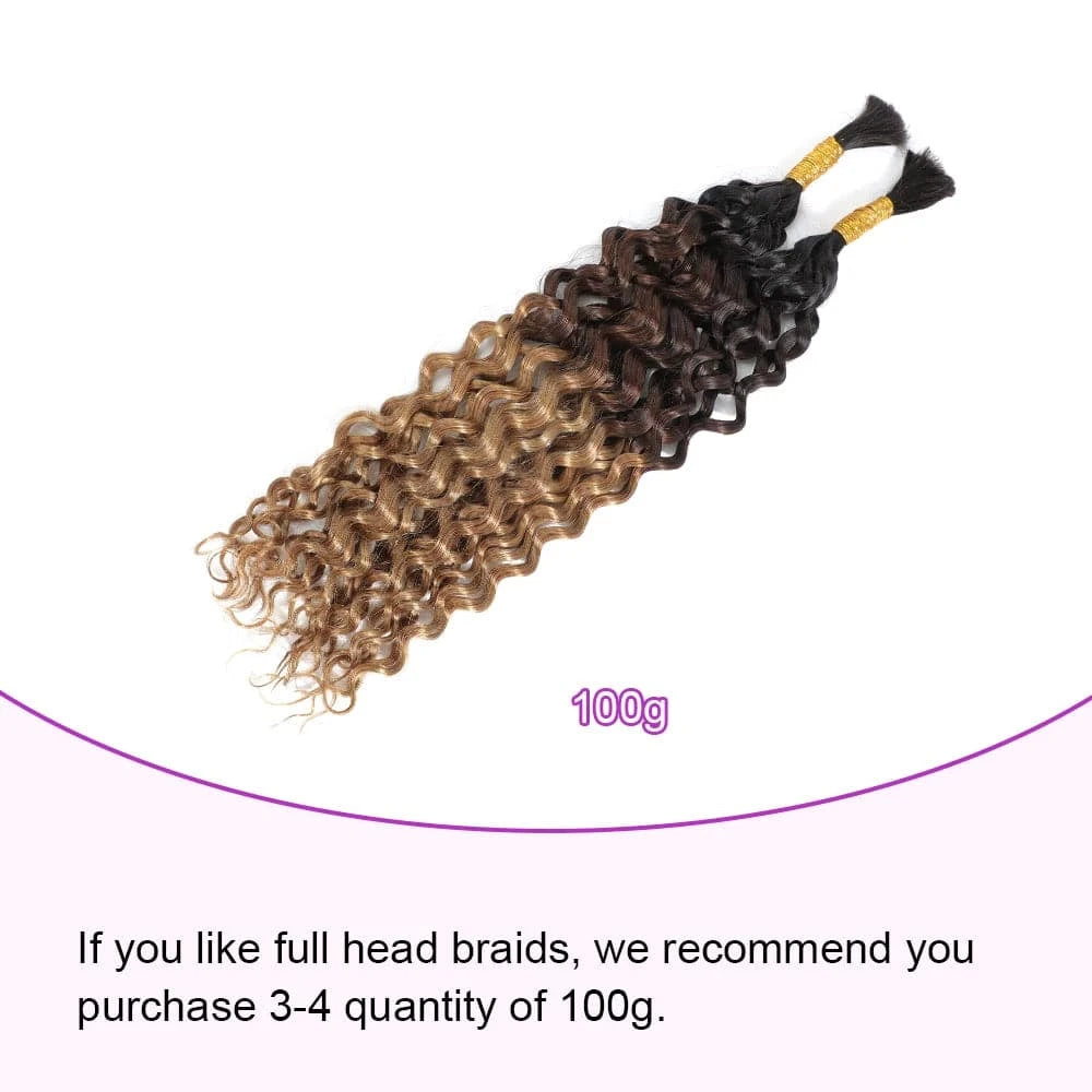 Bulk Braiding Human Hair For Crochet Boho Braids Omber T1B/4 /27 Water Wave Micro Knotless Bohemian Braids Double Drawn - Goodluck Hair