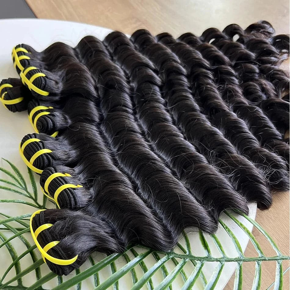 Maki 10A Grade Deep Wave 100% Raw Human Hair Bundles 10-30 inches Bouncy Curly Hair Weave Extensions - Goodluck Hair