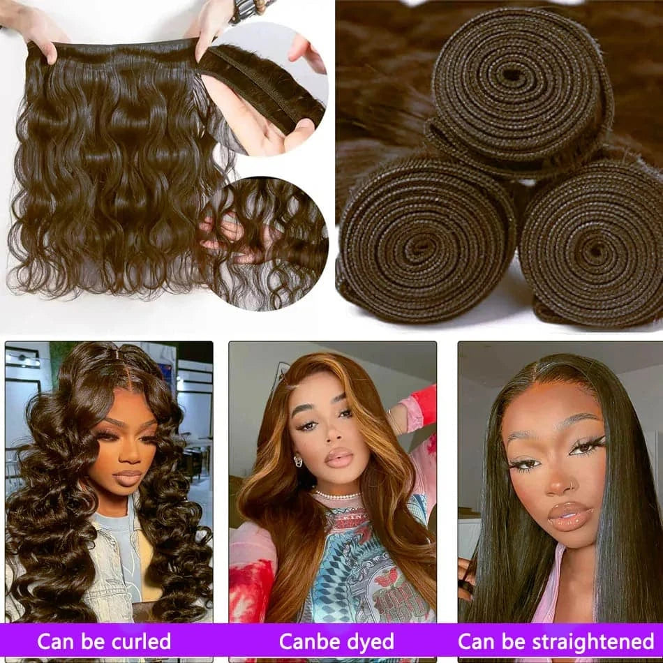 100% Human Hair Bundles Dark Brown Body Wave Bundles