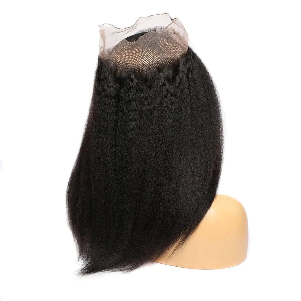 Kinky Straight 360 Lace Frontal Only Newmi Kinky Straight Human Hair 360 Lace Closure for Women Pre Plucked Natural HairLine - Goodluck Hair