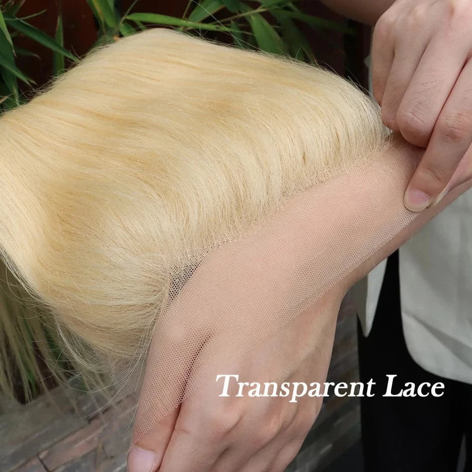 #613 Blonde Color Straight 13x4 Lace Frontal Human Hair Transparent Pre-Plucked With Baby Hair Melt Skin invisible Lace Closure - Goodluck Hair