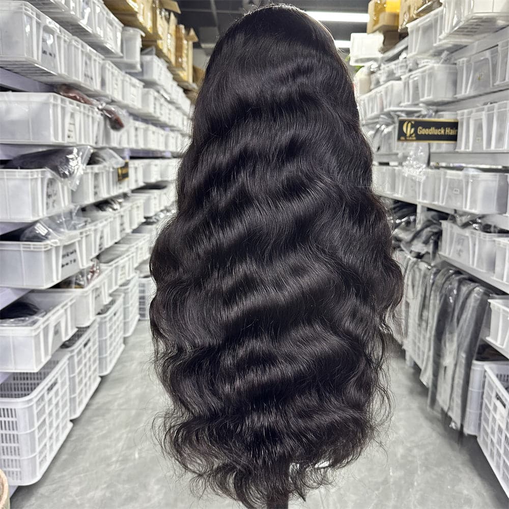 4x4 transparent lace closure 180% density body wave natural black color - Goodluck Hair