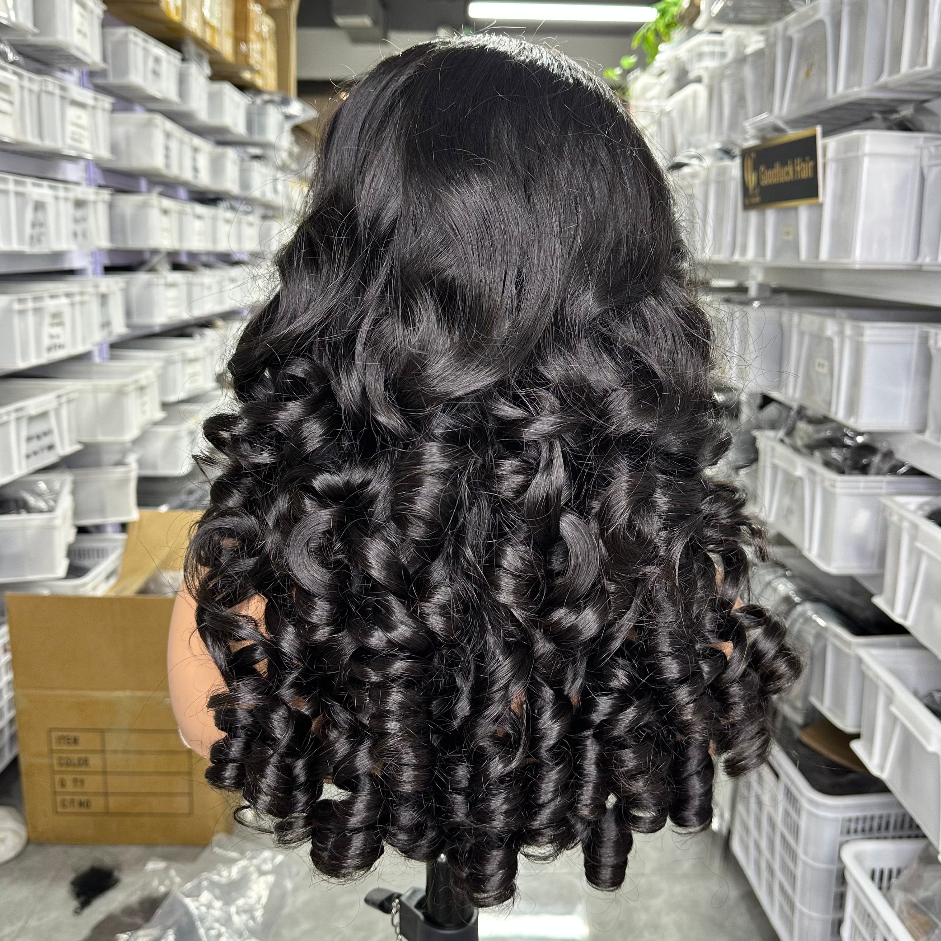 SDD 13x4 transparent full frontal lace wig loose wave natural black color 250% density - Goodluck Hair