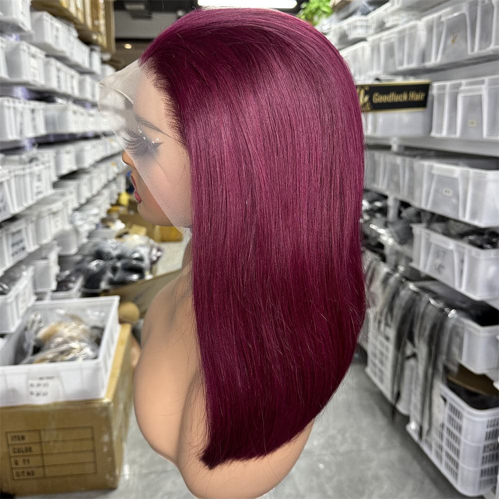 99 J Burgundy Color 13x4 Full Frontal Bob Wig For Wholesale - Goodluck Hair