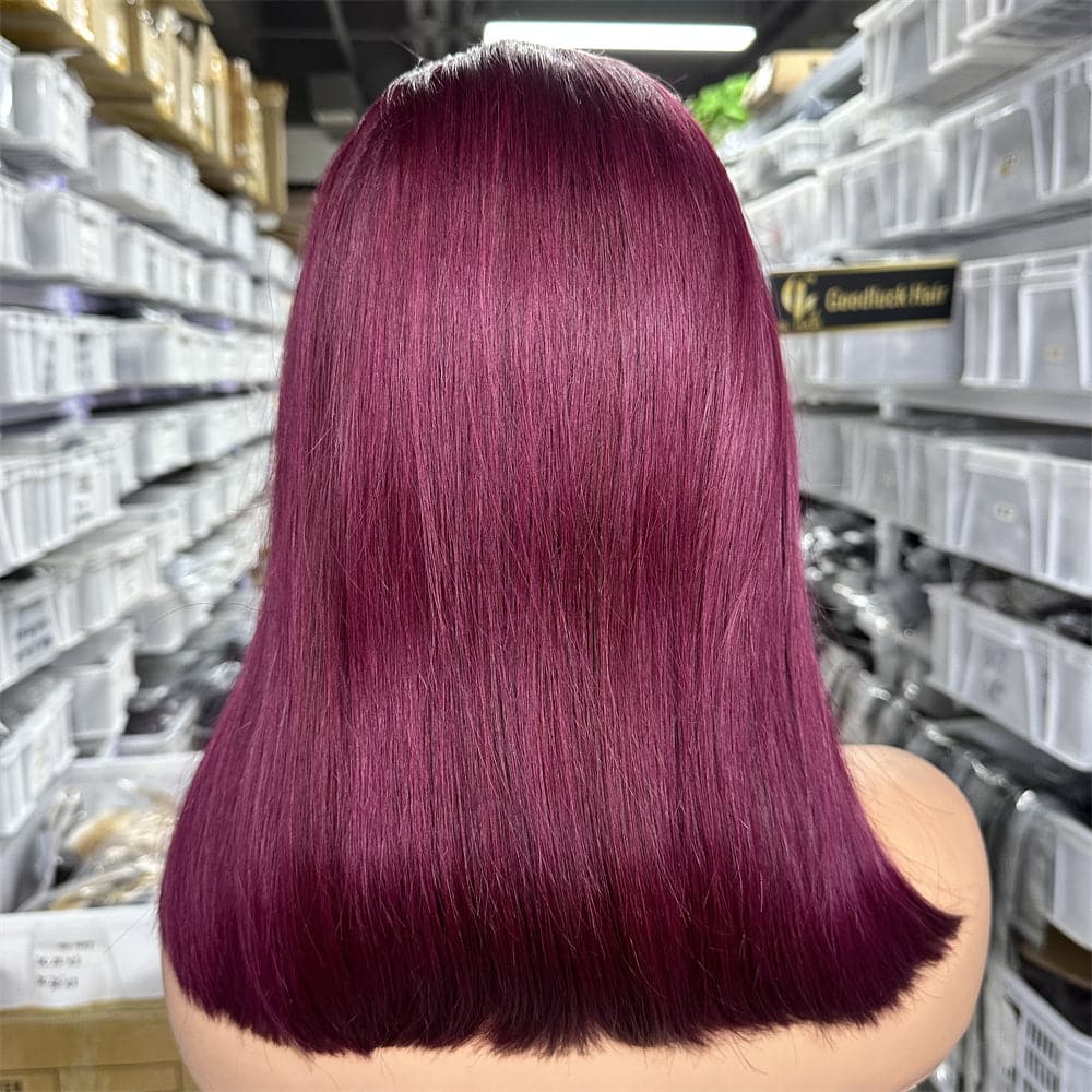 99 J Burgundy Color 13x4 Full Frontal Bob Wig For Wholesale - Goodluck Hair