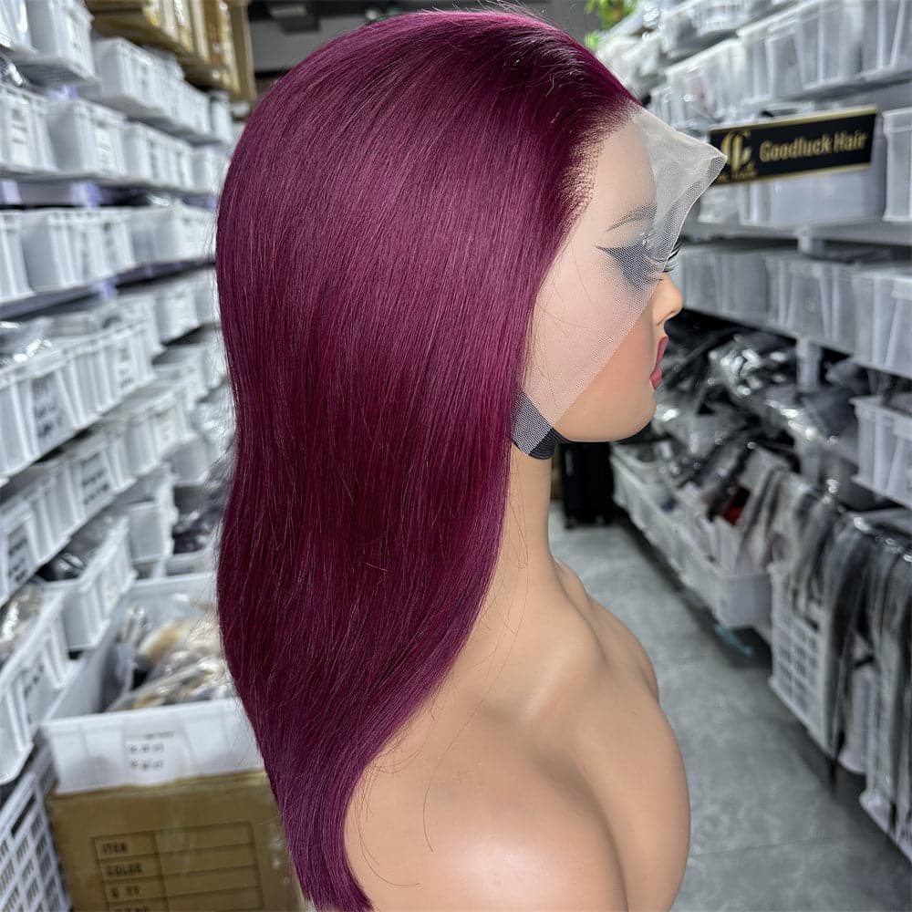 99 J Burgundy Color 13x4 Full Frontal Bob Wig For Wholesale - Goodluck Hair