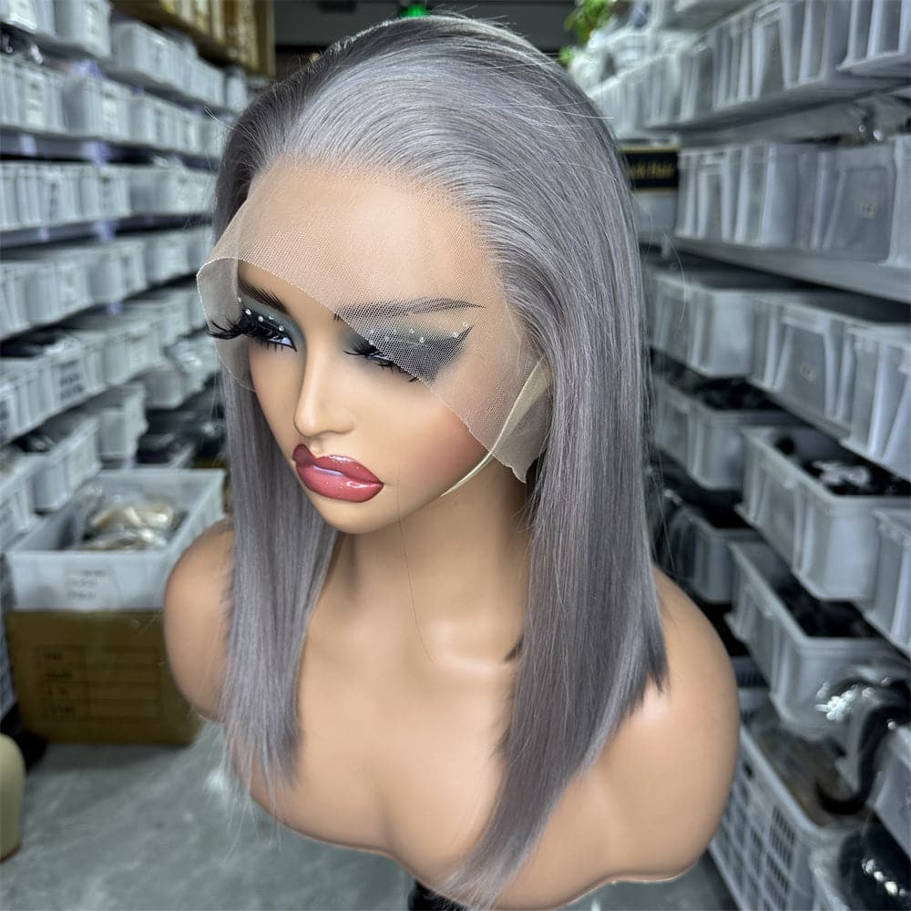 Grey Color 13x4 Full Frontal Bob Wig For Wholesale - Goodluck Hair