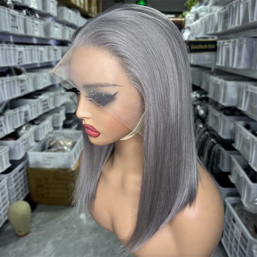 Grey Color 13x4 Full Frontal Bob Wig For Wholesale - Goodluck Hair