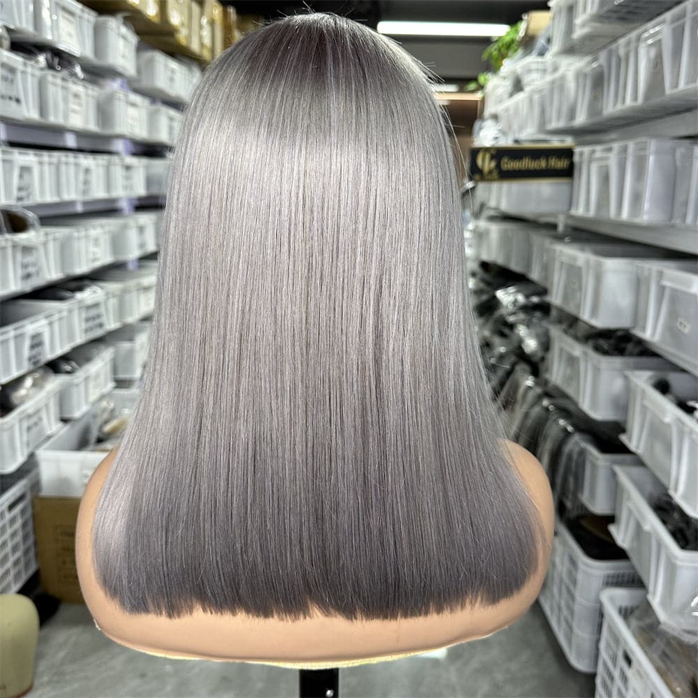 Grey Color 13x4 Full Frontal Bob Wig For Wholesale - Goodluck Hair