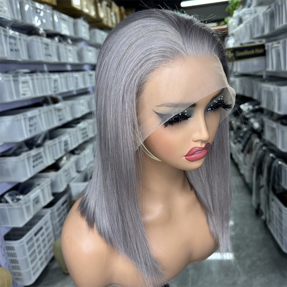 Grey Color 13x4 Full Frontal Bob Wig For Wholesale - Goodluck Hair