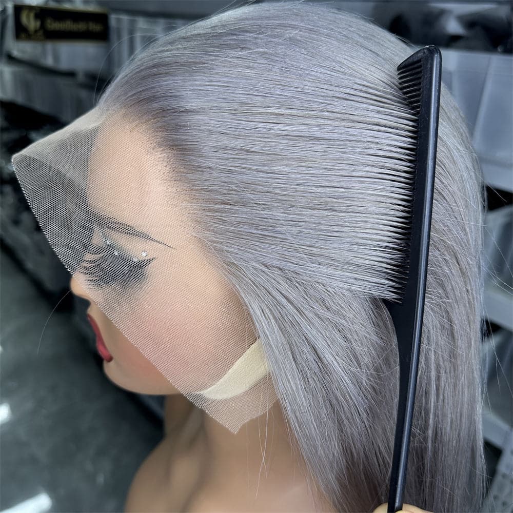 Grey Color 13x4 Full Frontal Bob Wig For Wholesale - Goodluck Hair