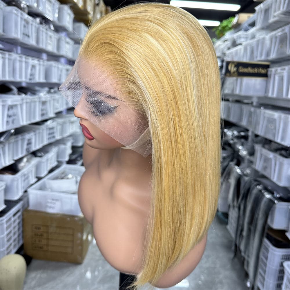 P27/613# Highlight Color 13x4 Full Frontal Bob Wig For Wholesale - Goodluck Hair