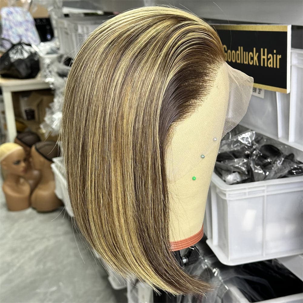 Highlight P4/27 Color 13x4 Full Frontal Bob Wig For Wholesale - Goodluck Hair