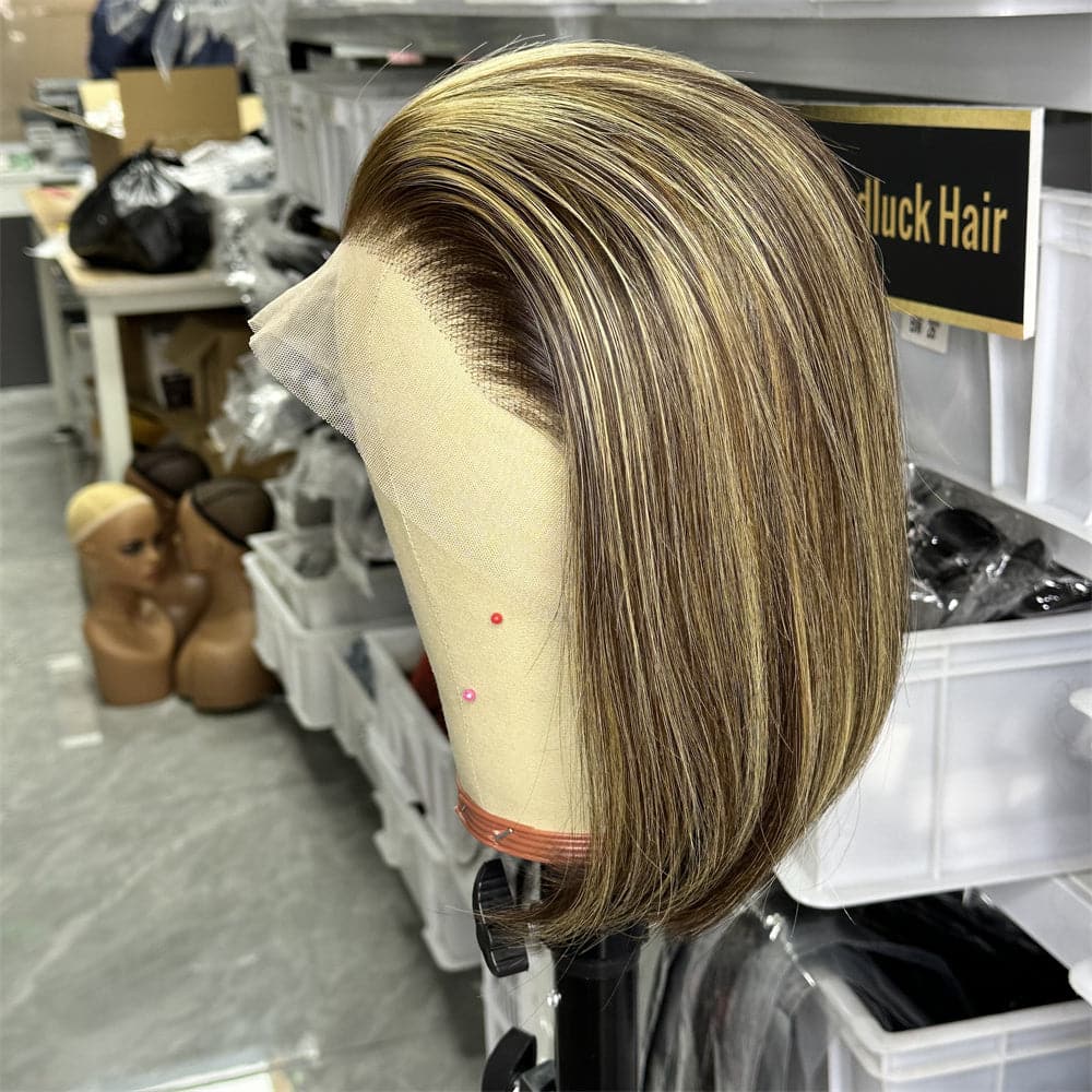 Highlight P4/27 Color 13x4 Full Frontal Bob Wig For Wholesale - Goodluck Hair