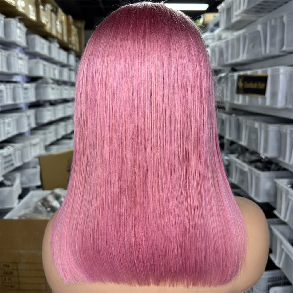 Hot Pink Color 13x4 Full Frontal Bob Wig For Wholesale - Goodluck Hair