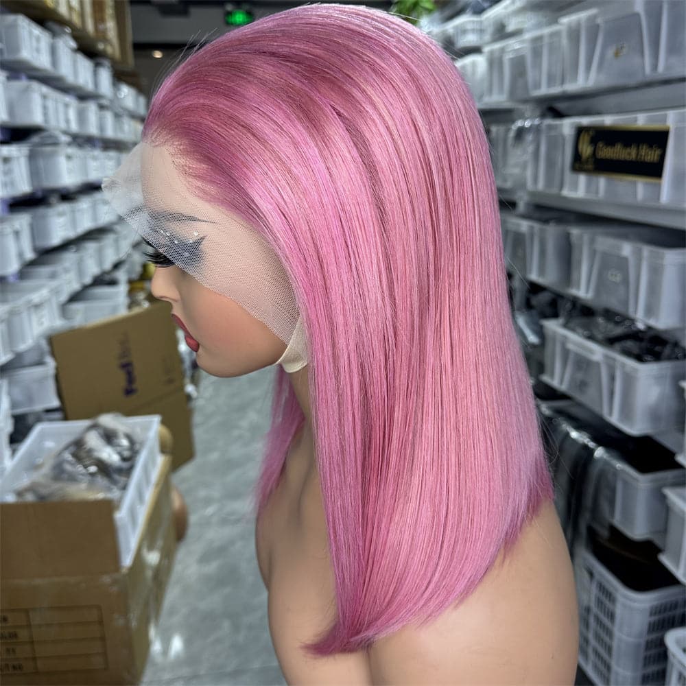 Hot Pink Color 13x4 Full Frontal Bob Wig For Wholesale - Goodluck Hair