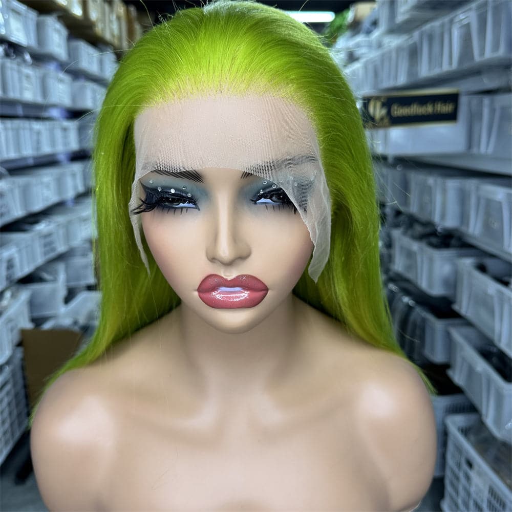 Lemon Green Color 13x4 Full Frontal Bob Wig For Wholesale - Goodluck Hair