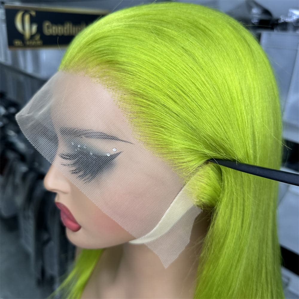 Lemon Green Color 13x4 Full Frontal Bob Wig For Wholesale - Goodluck Hair