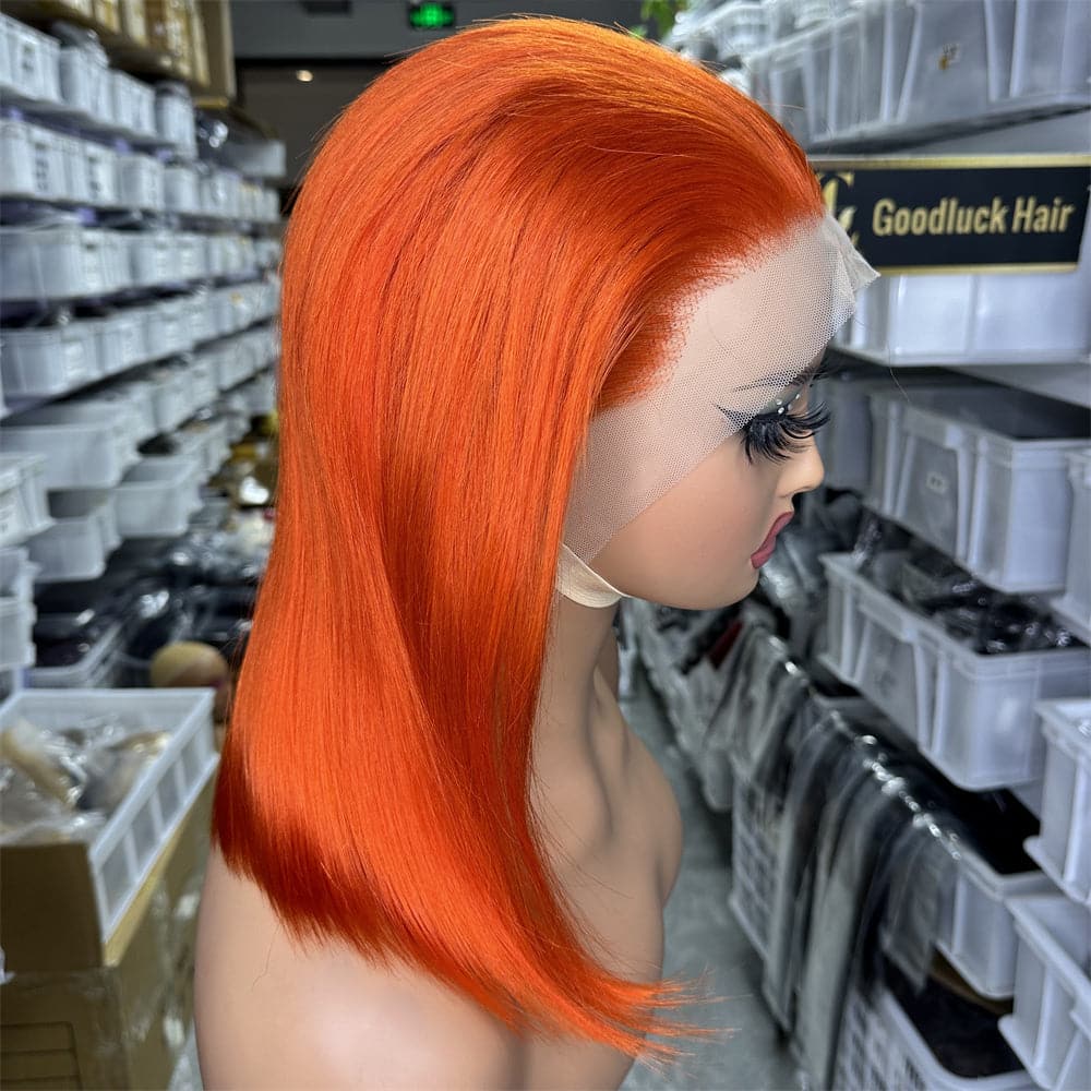 Orange Color 13x4 Full Frontal Bob Wig For Wholesale - Goodluck Hair