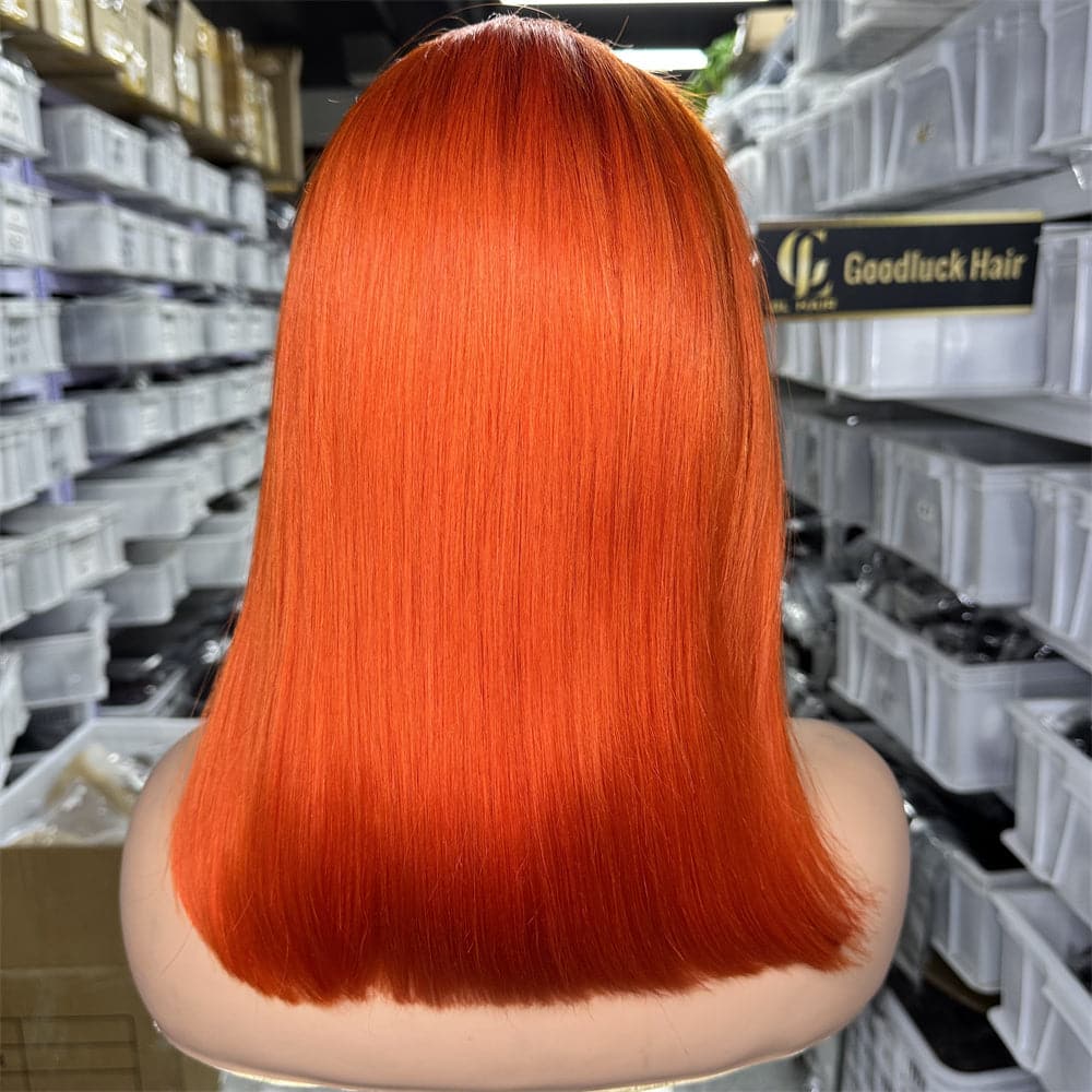 Orange Color 13x4 Full Frontal Bob Wig For Wholesale - Goodluck Hair
