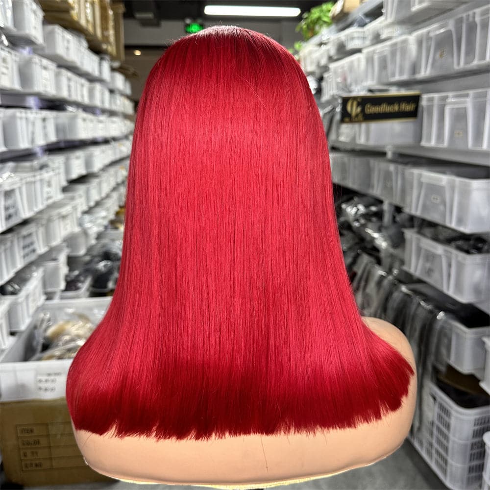 Red Color 13x4 Full Frontal Bob Wig For Wholesale - Goodluck Hair