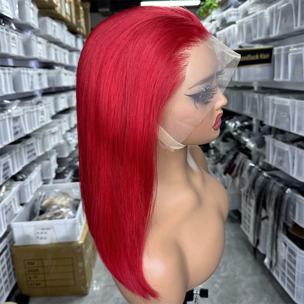 Red Color 13x4 Full Frontal Bob Wig For Wholesale - Goodluck Hair